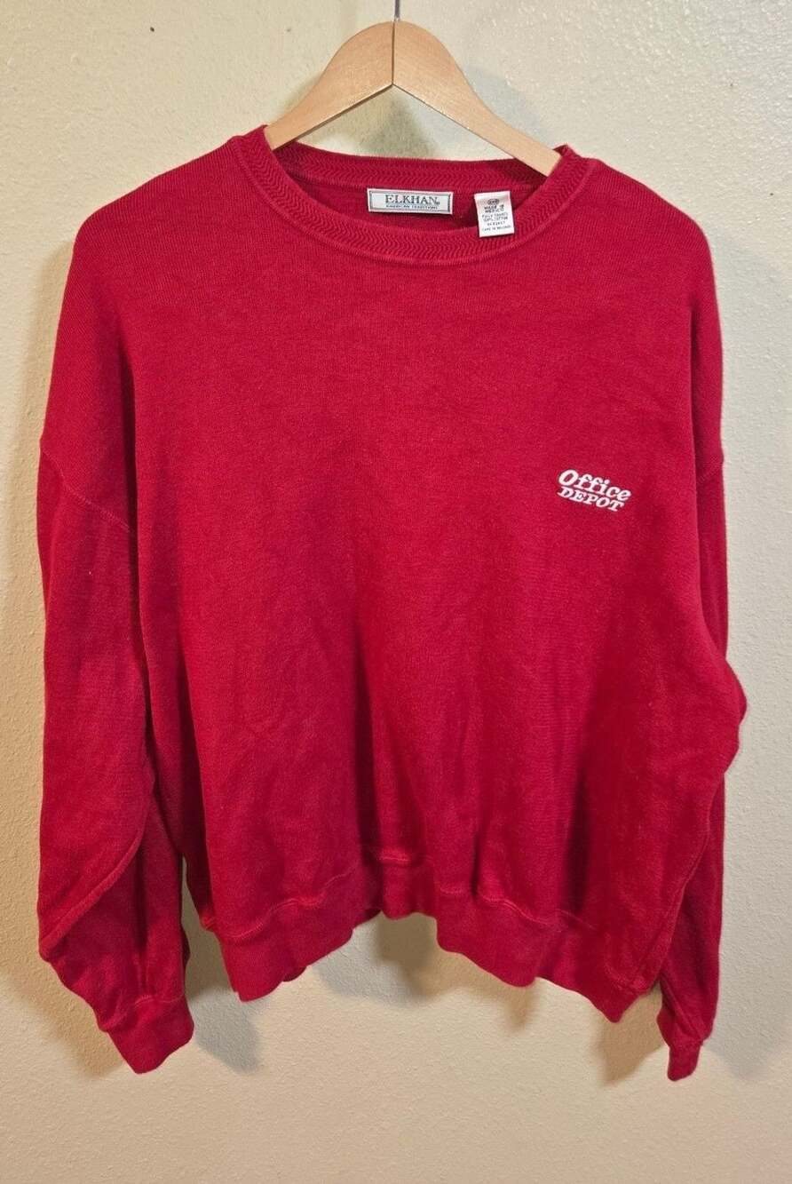 Vintage Office Depot Elkhan American Traditions Sweater Size 2XB Red Cotton